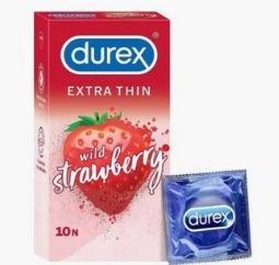 Extra Thin Wild Strawberry Flavoured Condoms For Men, Pack of 10