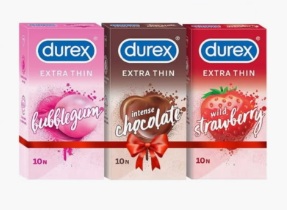 Multiflavored Extra Thin Condoms For Men - Bubblegum, Wild Strawberry, Intense Chocolate