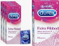 Extra Ribbed Condoms - 10 Count - Pack of 3