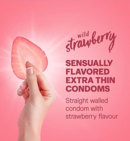 Extra Thin Wild Strawberry Flavoured Condoms For Men, Pack of 10 - Image 3